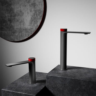 Brushed gold-Black with red-Black- Grey Gun with red Single hole bathroom faucet