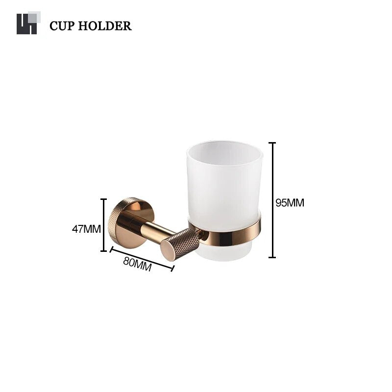 Milano- Round Rose gold polished bathroom accessories set