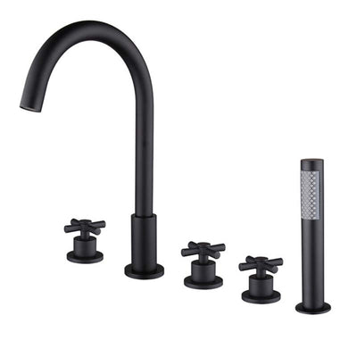 Cross Handle Deckmount Bathtub filler faucet 5 holes completed set