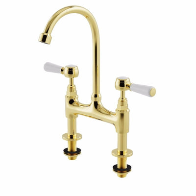 Victorian Gold polish brass 4" inch deck mount bar faucet