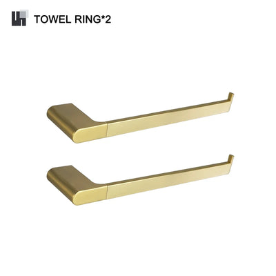 Brushed Gold  Bathroom Accessories Hardware Towel Bar Rail Toilet Paper Holder Towel Rack Hook Toilet Brush Soap Dispenser