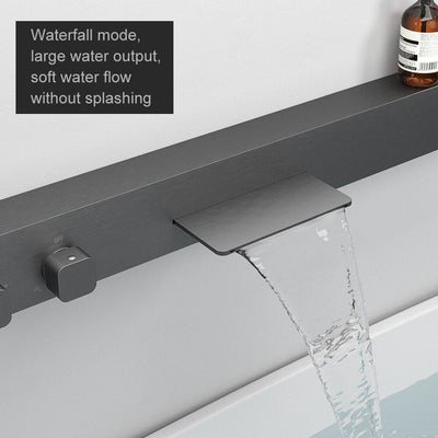 Relextime  Extra Long Storage Rack Towel Bar Wall-mounted Bath System waterfall Faucet Integrate Panel