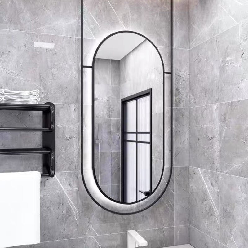 Ceiling Hanging Bathroom Mirror Rectangular Metal Decorative Mirror Black Frame Espelho Para Banheiro Shower Mirror EB5BM