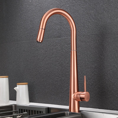 Brushed gold Kitchen Faucet Single Hole Pull Out Spout Kitchen Sink Mixer Tap Stream Sprayer Head rose gold /Black Mixer Tap