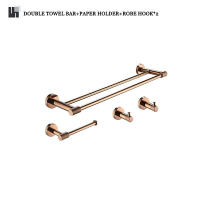 Milano- Round Rose gold polished bathroom accessories set