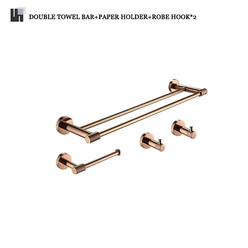 Milano- Round Rose gold polished bathroom accessories set