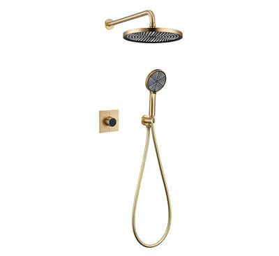 Aria-Brushed gold round  2 way thermostatic shower set