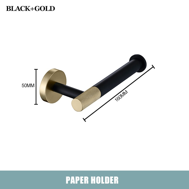 CARA-Black with brushed gold two tone bathroom accessories