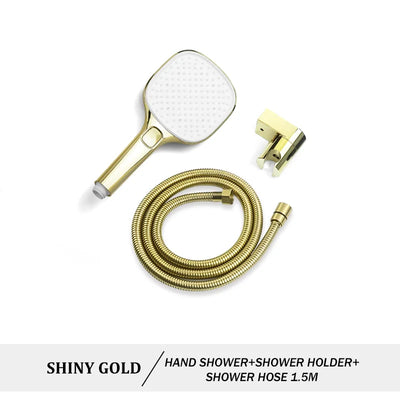 Hand Shower Rose Gold Chrome Matte Black Hand Held Shower Set with Holder and Hose Wall Mounted Hand Hold Shower Head