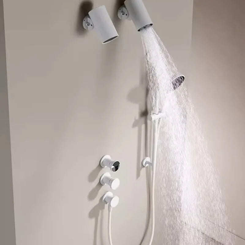 Porsha-Wall-mounted Shower System with Embedded Hot Melt Gun, Grey and White Shower Set