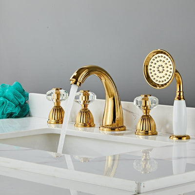 Portobelo- Gold 5 pieces deck mounted bathtub filler faucet set