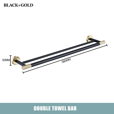 CARA-Black with brushed gold two tone bathroom accessories