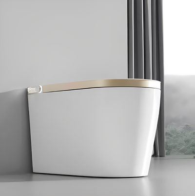 Tron-New White with brushed gold trim intelligent washlet toilet bidet fully loaded