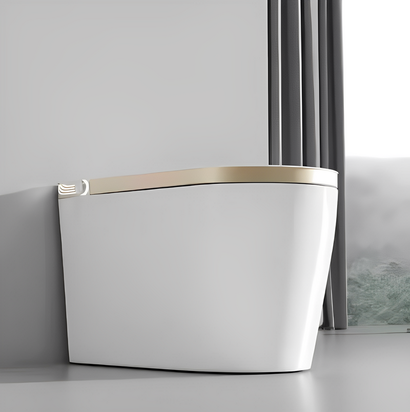 Tron-New White with brushed gold trim intelligent washlet toilet bidet fully loaded