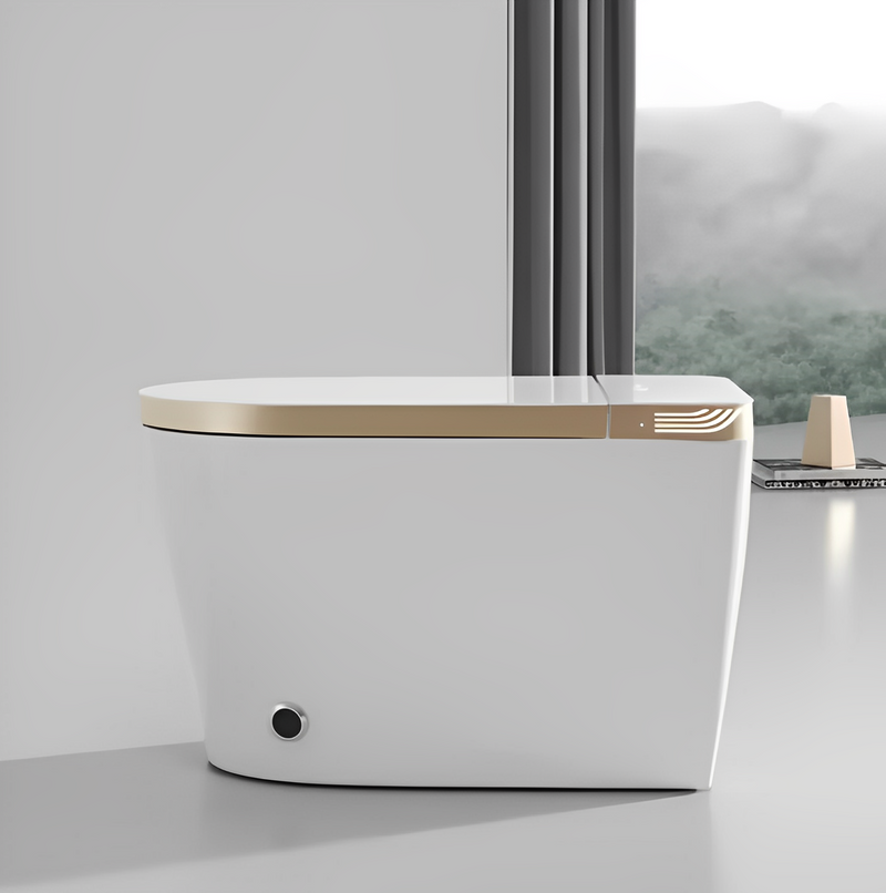 Tron-New White with brushed gold trim intelligent washlet toilet bidet fully loaded
