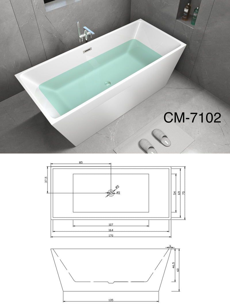 Plaza-Rectangular Freestanding Tub 67"