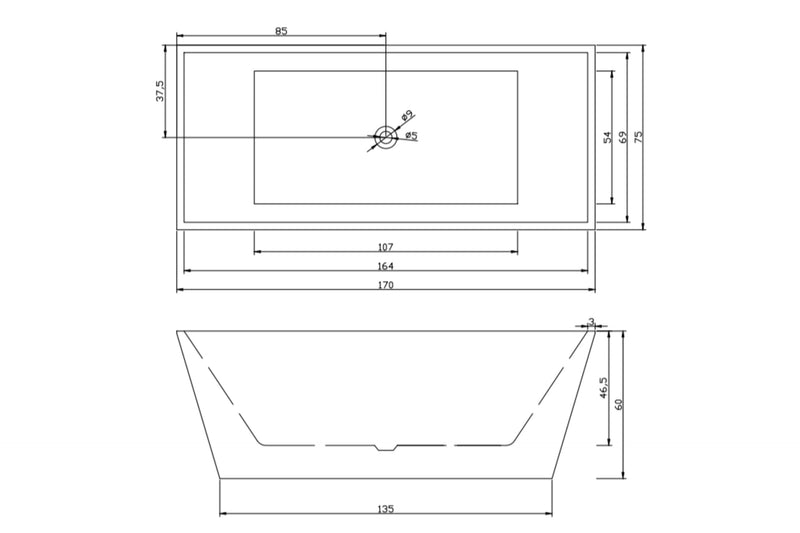 Plaza-Rectangular Freestanding Tub 67"