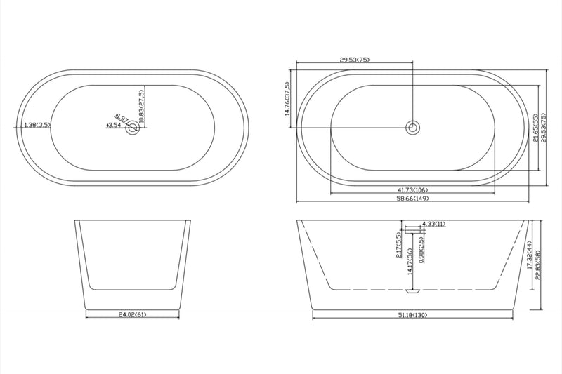 Oval Freestanding Tub 55"