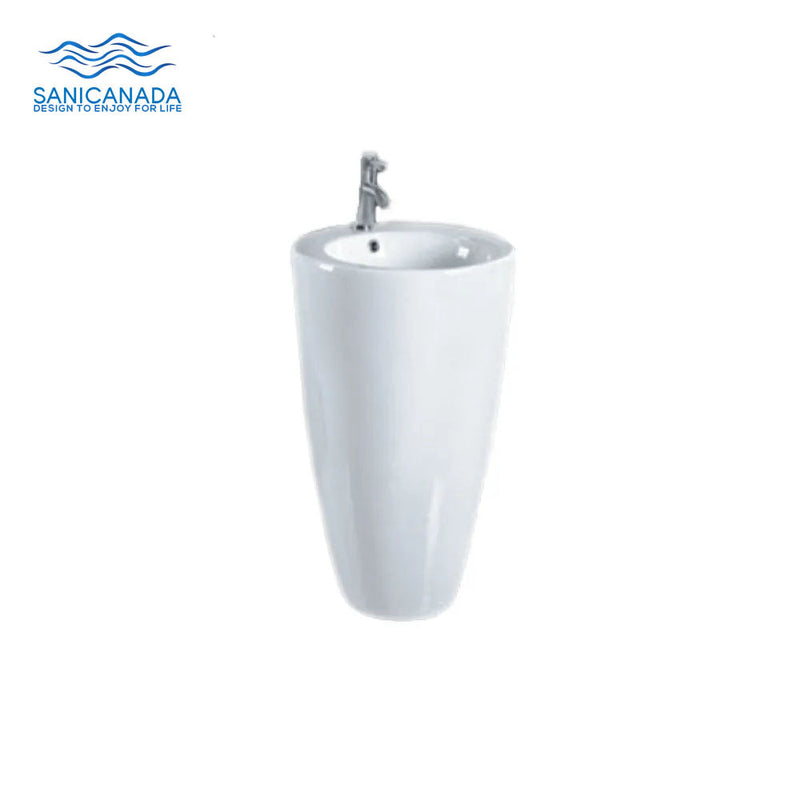 Ceramic  Round Floor Freestanding Basin Pedestal Sink