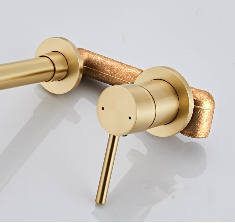 Gold/Black/Chrome/Brushed Gold Single Lever Wall Mount Bathroom Faucet