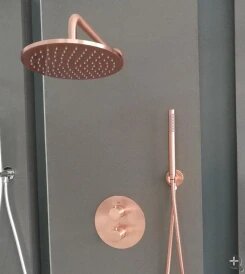 Copper Satin  12" Round rain Head 2 Way Function  thermostatic  shower kit