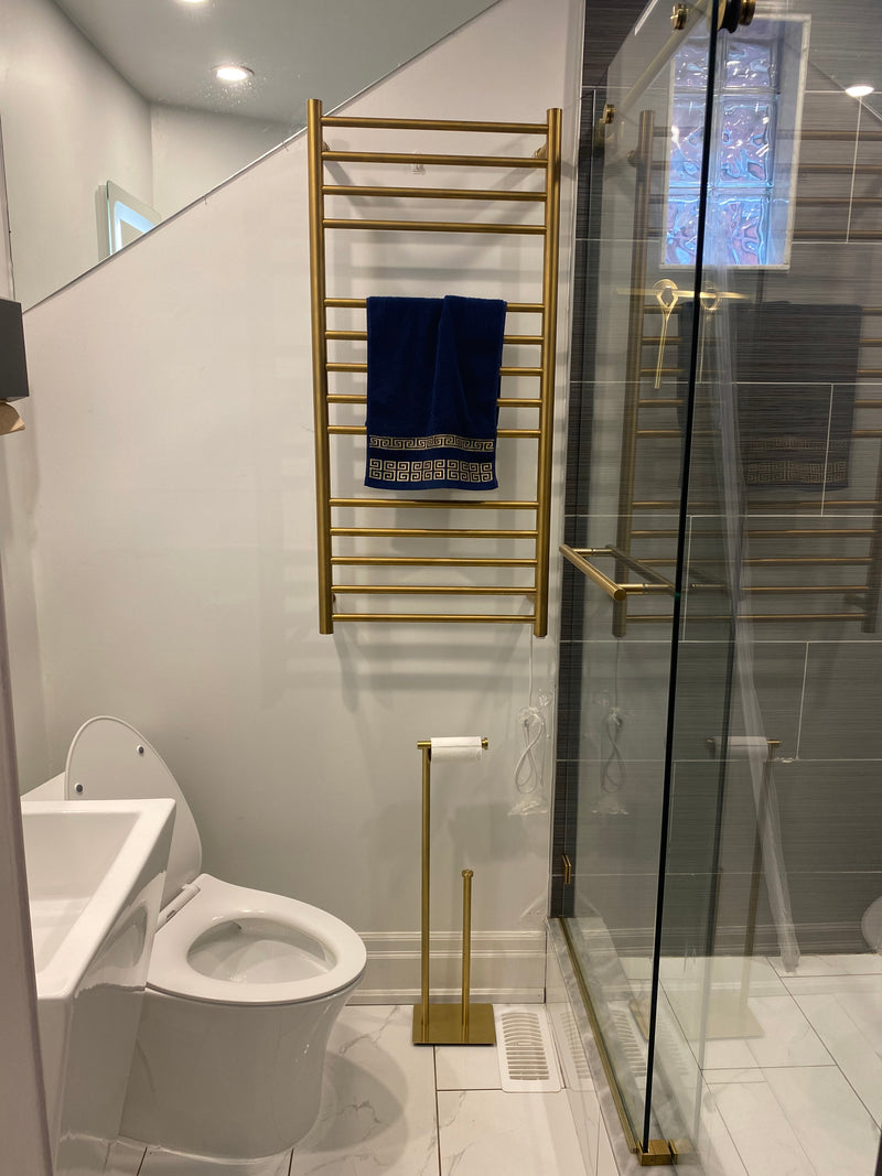 Brushed Gold Electric Hardwired Bathroom Towel Rail Warmer CSA 43"X 24"