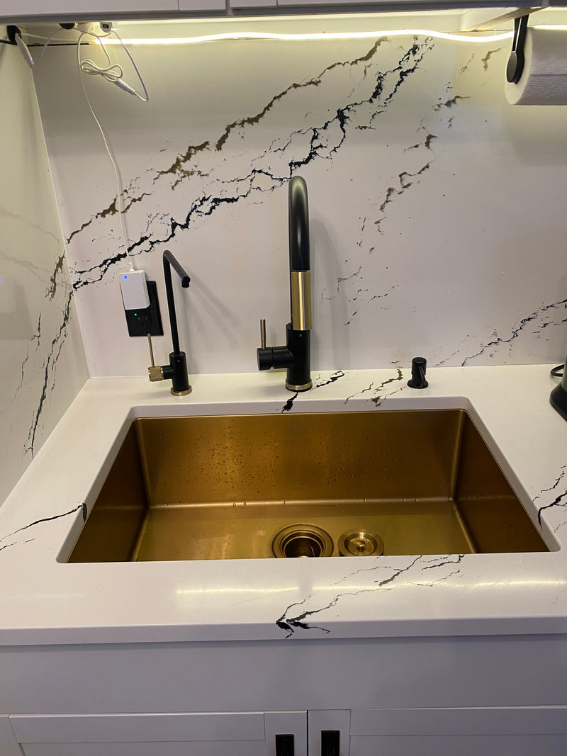 Cafe-Brushed brass gold 16 Gauge Commercial Grade Stainless Steel undermount kitchen sink