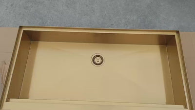 Dog Stainless Steel Brushed Brass Gold bath tub mudroom washing station 16 gauge commercial grade stainless steel