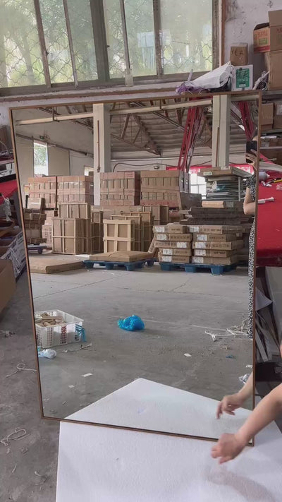 MILANO-Brushed Gold with 6" inches Marble top Exposed Console Victorian Powder Room Bathroom Vanity Set-36" Inches Mirror Set