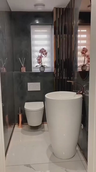 Showroom Display Ceramic  Round Floor Freestanding Basin Pedestal Sink