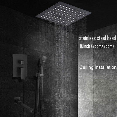 Black Ceiling or Wall Mounted 2 or 3 Way Pressure Balance Shower Completed Set