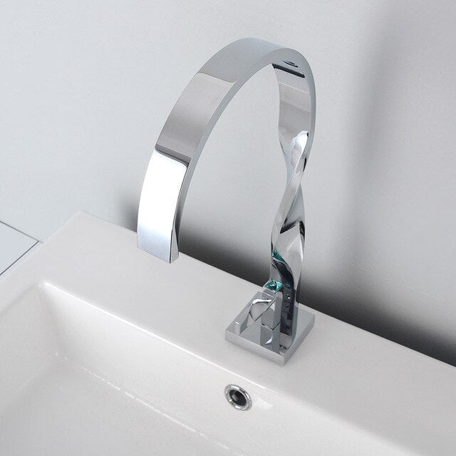 Modern Twisted Design Single Hole Bathroom Faucet