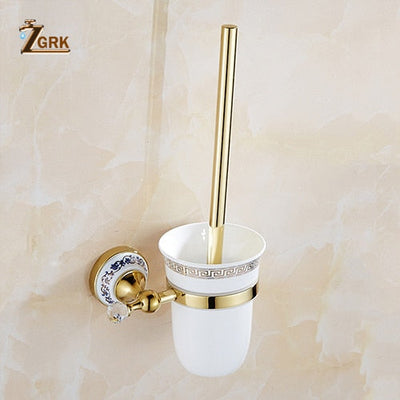 Gold polished with porcelain Victorian antique bathroom accessories