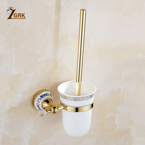 Gold polished with porcelain Victorian antique bathroom accessories