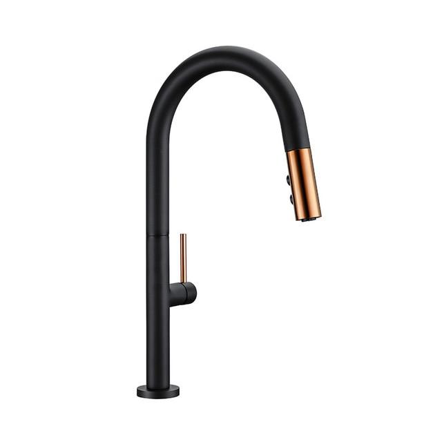 Black Rose Gold and  White Rose Gold Manual Pull Out  kitchen faucet