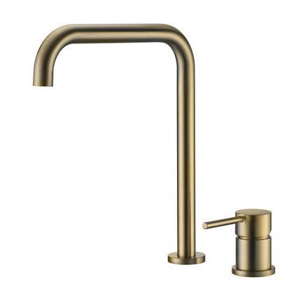 Copy of Rose Gold- Brushed Gold 2 pieces Tall Vessel Faucet  360 rotating widespread Black basin Tap