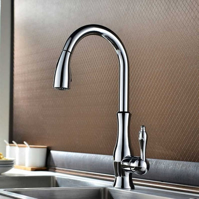 Florina-Transitional Design Pull Out Dual Mode Sprayer Kitchen Faucet