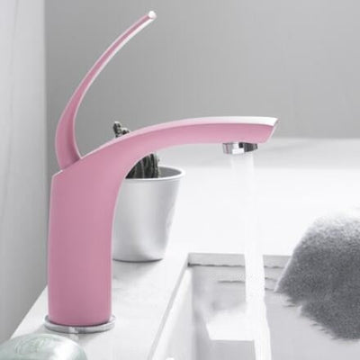 Pink Color Single Hole Bathroom Lavatory Faucet