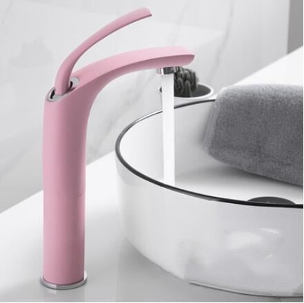 Pink Color Single Hole Bathroom Lavatory Faucet