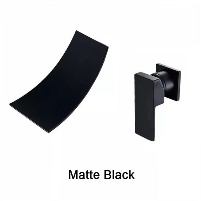 Brushed Gold & Black Waterfall Wall Mounted Faucet