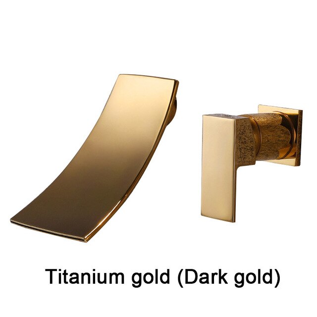 Brushed Gold & Black Waterfall Wall Mounted Faucet