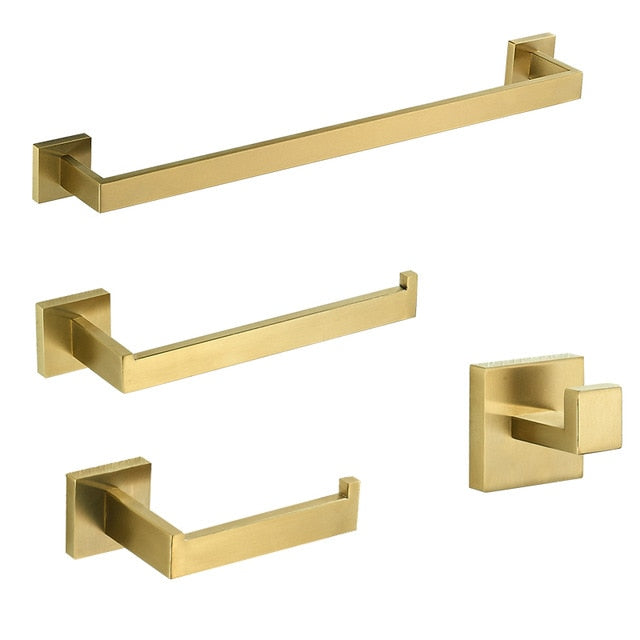 Brushed gold bathroom accessories