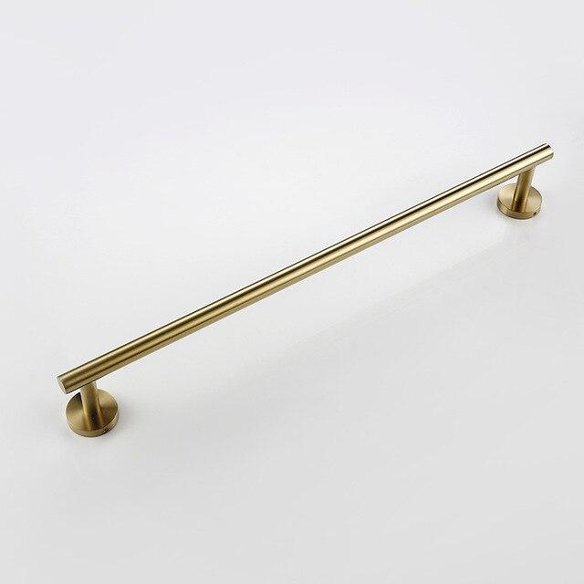 Brushed Gold Stainless Steel Round Wall Mounted Hand Towel Bar-Paper Holder Robe Towel Hooks Bathroom Accessories Kit