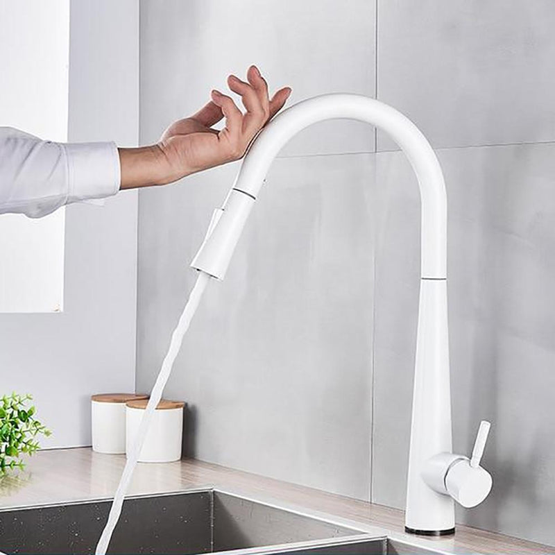 White touchless sensor kitchen faucet pull out with 2 dual sprayer mode