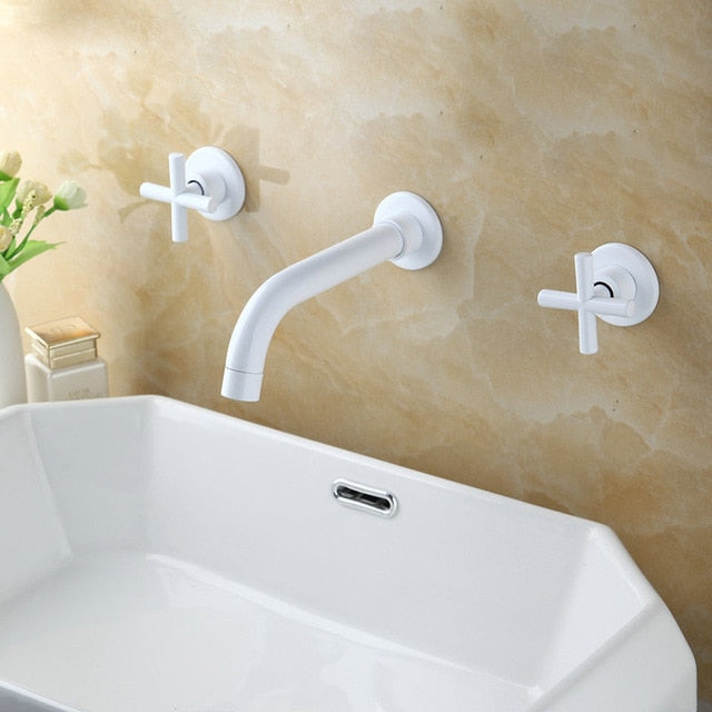 Cross Handles Wall mounted Bathroom Faucet