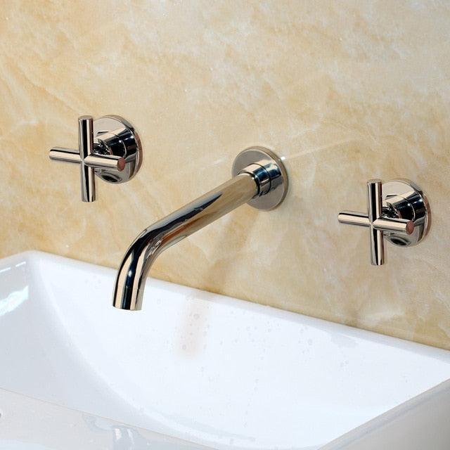 Cross Handles Wall mounted Bathroom Faucet