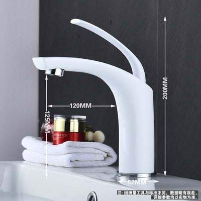 Red-white-black-chorme Tall and short single hole bathroom faucet