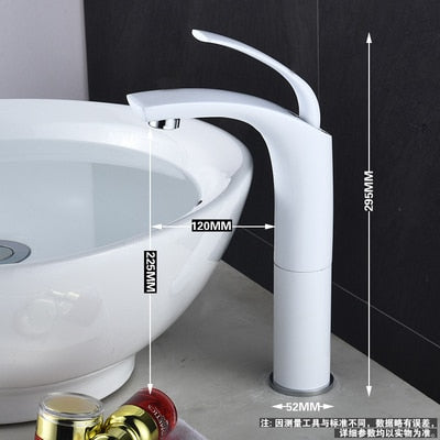 Red-white-black-chorme Tall and short single hole bathroom faucet