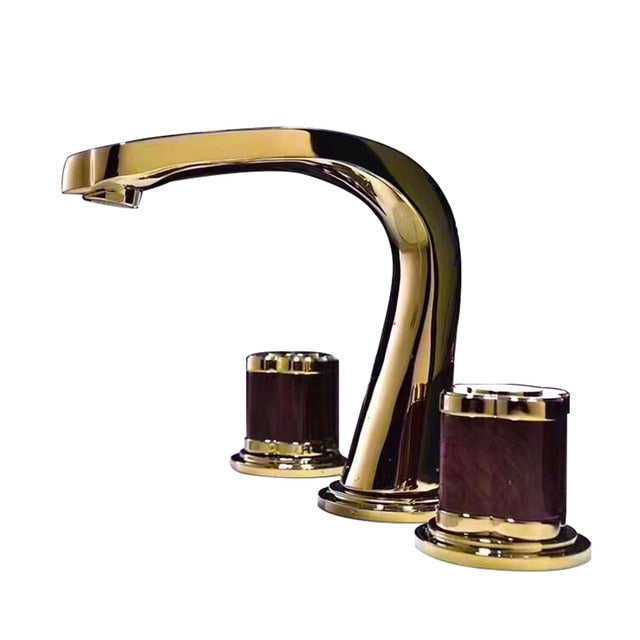 Waldorf-Gold Two Tone  8 Inch Wide Spread Bathroom Faucet