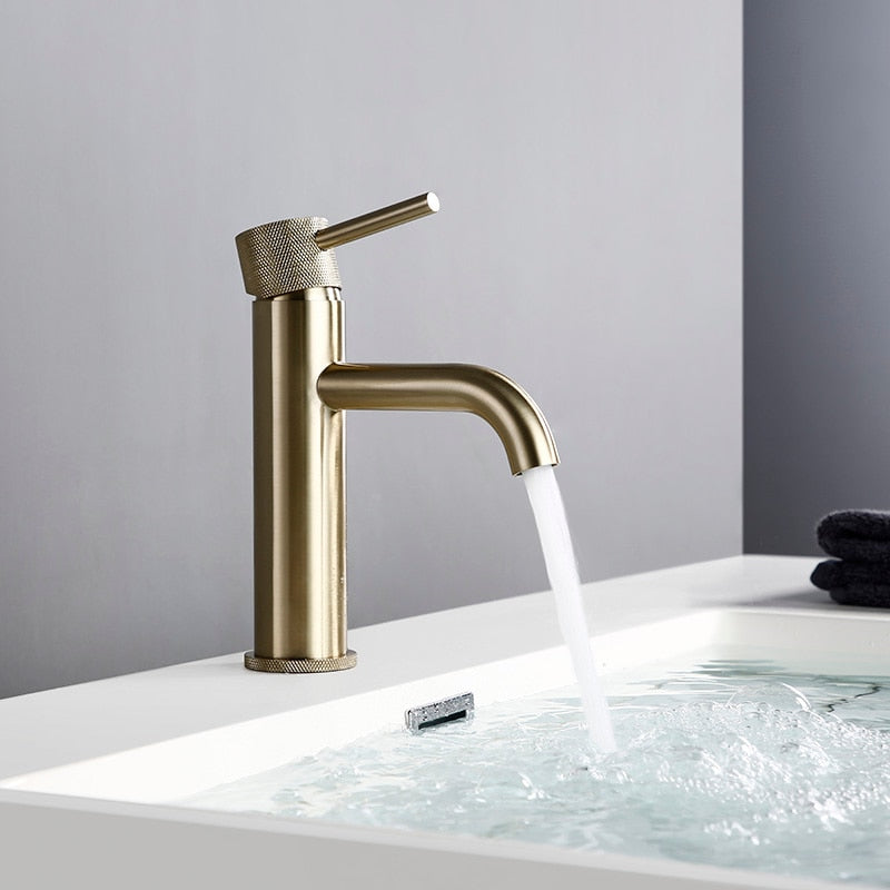 Brushed Gold Bathroom Faucet Single Hole